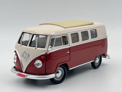 Modelbil, 1962 VW T1 Microbus, skala 1:18, 1962 VW T1 Microbus 1:18

Farve: Ruby Red / Pearl White m