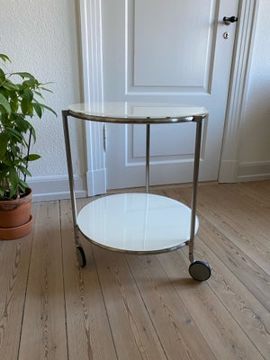 Glasbord, Ikea glas rullebord, glas, b: 50 l: 50 h: 61, Fint funktionelt lille rullebord med rund hv