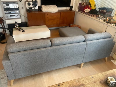 Sofa, Sofa med chaiselong, ca 220x86 ved chaiselong 150, meget velholdt, lysegrå