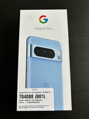 Google Pixel 8 Pro , 256 , Perfekt, 
Køb en Pixel 8 Pro i topstand! Denne helt nye telefon kommer i 