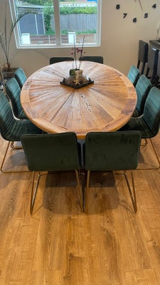 Spisebordsstol, Living, Har disse 10 flotte grønne velour stole med guldben. Købspris 799kr pr. stk.