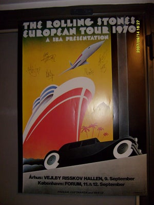 Koncertplakat, John Pasche, Rolling Stones SBA koncertplakat fra 1970'erne
Oprindelig plakat blev si