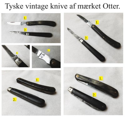 Andre samleobjekter, Tyske vintage Otter knive., 

Den samlede pris for knivene er 400,- eksl. fragt
