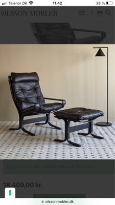Lænestol, læder, Siesta Classic, Siesta Classic, høj stol med forskammel sælges. Stolen er betrukket