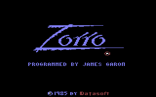 Zorro, Commodore 64 & C128, 


Datasoft/US Gold, 1985:


"Zorro"


Action/platform/arcade til Commod
