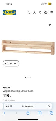 Boghylde fra Ikea , Flisat ikea, 2 boghylder fra ikea. 150 kr. for begge