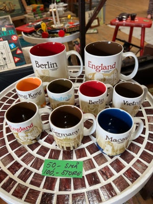 Keramik, Krus, Starbucks, Store solgt Små 50kr pr. stk.