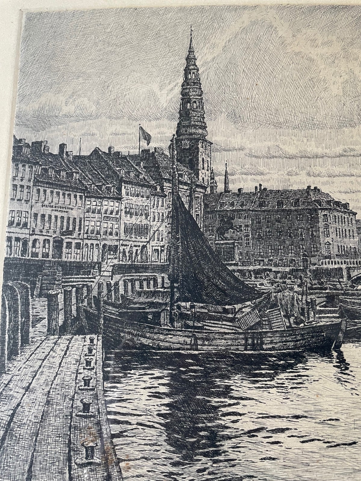 Koldnålsradering, Hans Kruuse, motiv: Holmens Kanal