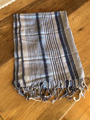 Tørklæde, Tørklæde/sjal. , ., str. 66 cm. x 182 cm,  Blålig i tern og striber,  Næsten som ny, Tørkl