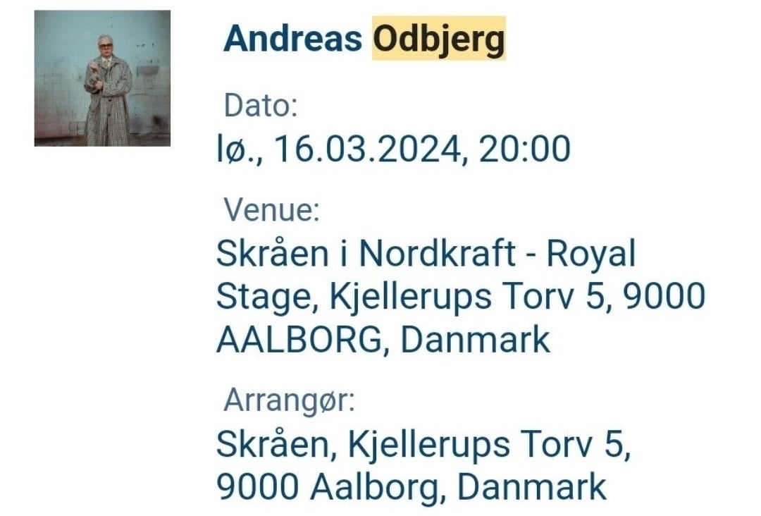 Andreas Odbjerg, Koncert, Skråen