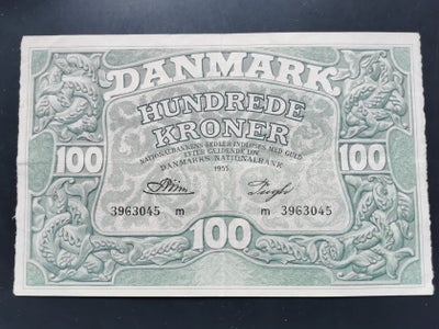 Danmark, sedler, 100 kr, 1953, Rigtig flot 100 kr seddel 1953,uden rifter eller huller 