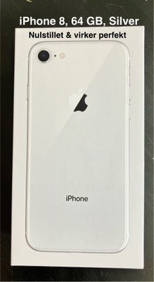 iPhone 8, 64 GB, hvid, Perfekt, Sælger denne IPhone 8, 64 GB, Silver/White i perfekt stand. Der medf