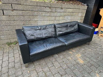 Sofa, læder, anden størrelse , Mogens Hansen, Mogens Hansen sofa i sort læder. 2,5-personers. Model 