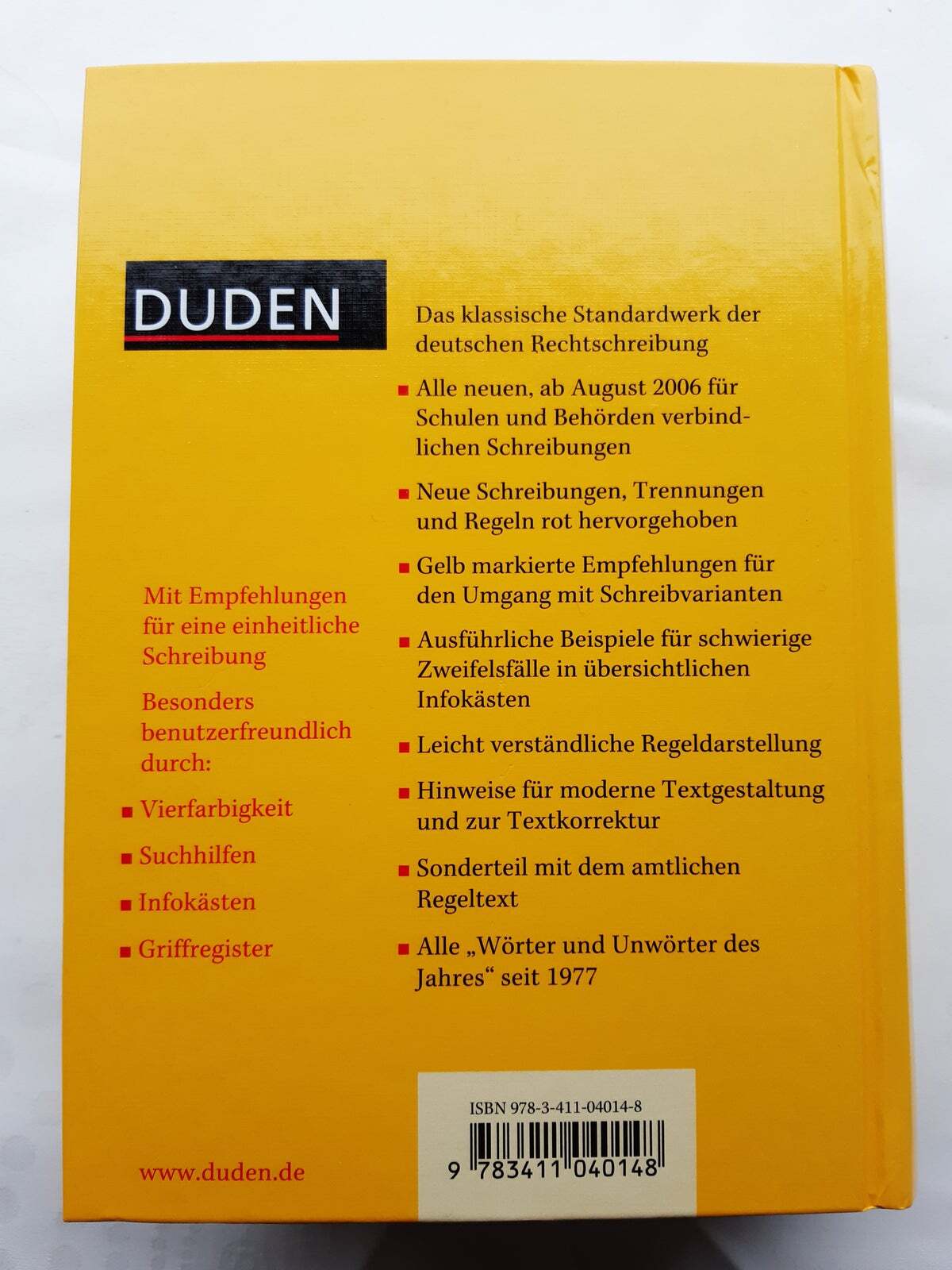 Duden Die deutsche Rechtschreibung, Dudenverlag, år 2006