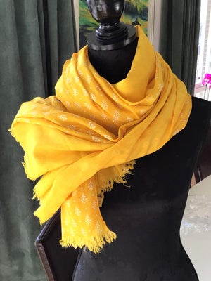 Tørklæde, Tørklæde, Indien, str. 125 x 170 cm,  Gul,  Viskose,  Ubrugt, Sjovt tørklæde fra Indien i 
