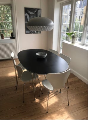 Spisebord, Sort laminat, Piet Hein ellipse bord , b: 100 l: 170, Smukt sort ellipsebord fra Fritz Ha