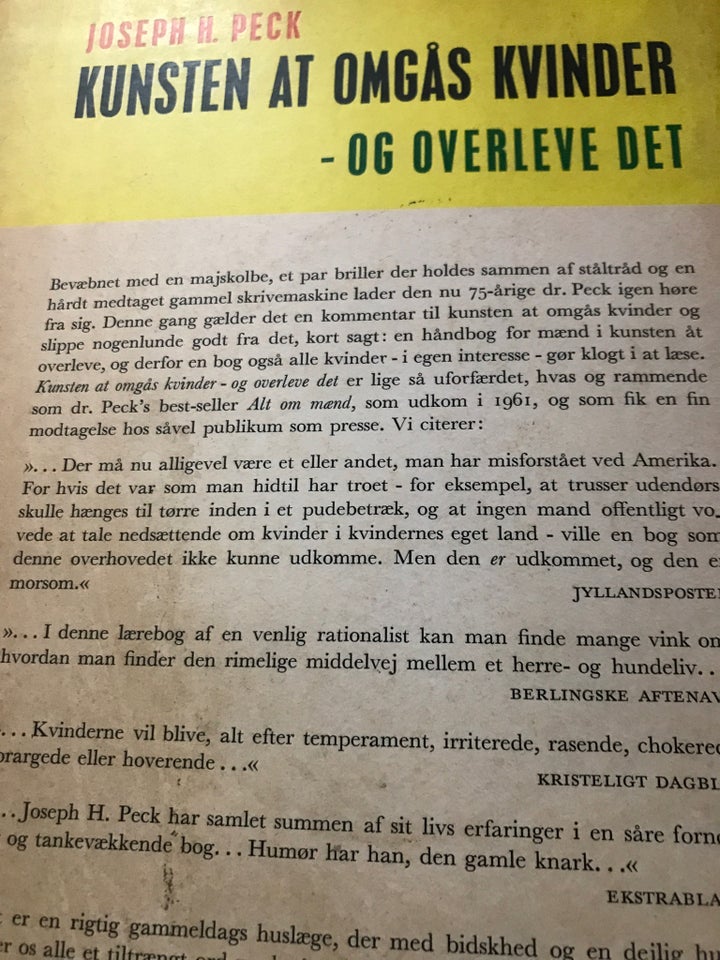 Kunsten at omgåes kvinder og overleve det, Joseph Peck,