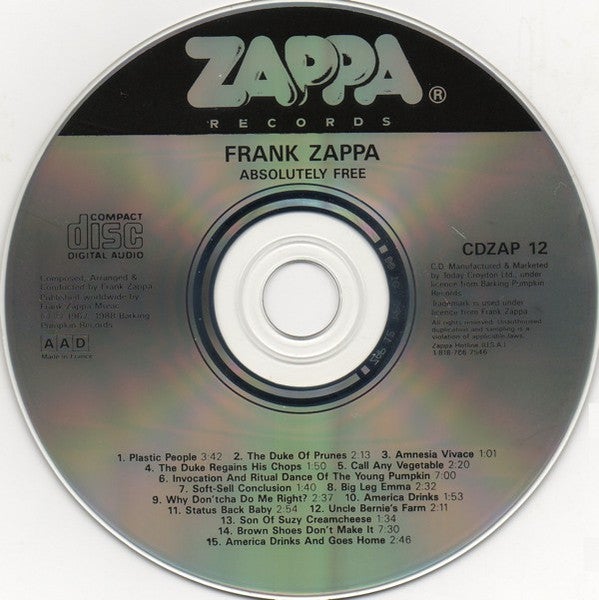 FRANK ZAPPA: Absolutely Free, rock