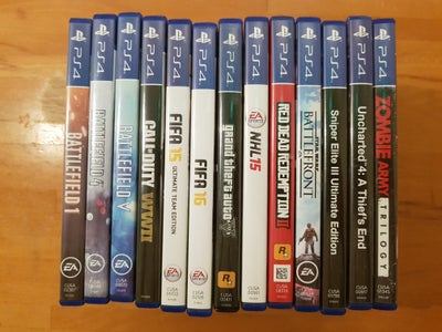 13 spil til PlayStation 4, PS4, 13 spil til PlayStation 4, i forskellige genre. Alle er i original æ