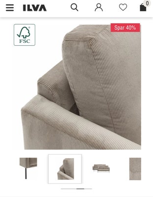 Sofa inkl. puf - sandfarvet