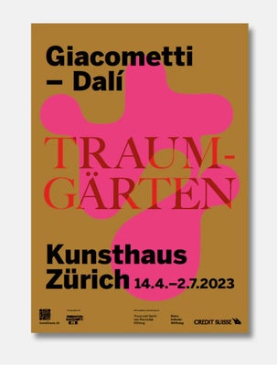 Fed, Museums plakat, motiv: Giacometti-Dali, b: 90 h: 128, KOMMER TIL KØBENHAVN LØRDAG D 2. MARTS HV