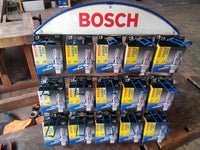 Bosch reol tændrør, Bosch reol,med ca 30 pakker super + rør