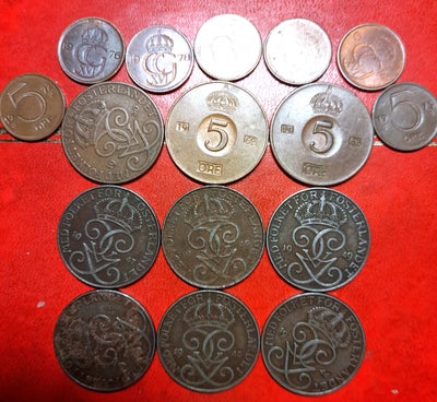 Skandinavien, mønter, SVENSK JERN!, 19421982, SVERIGE SWEDEN 16 x 5 ØRE 5 SLAGS! ALLE FORSKELLIGE!
P