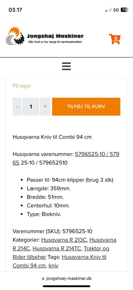 Knivblade, Husqvarna