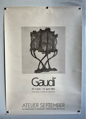 Kunstplakat, Antonio Gaudí , motiv: Atelier September 1991, b: 51 h: 72, Original Kunstplakat fra de