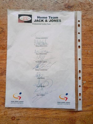 Autografer, Team Home Jack & Jones Holdkort, Originalt sjældent Team Home Jack & Jones cykelhold ind