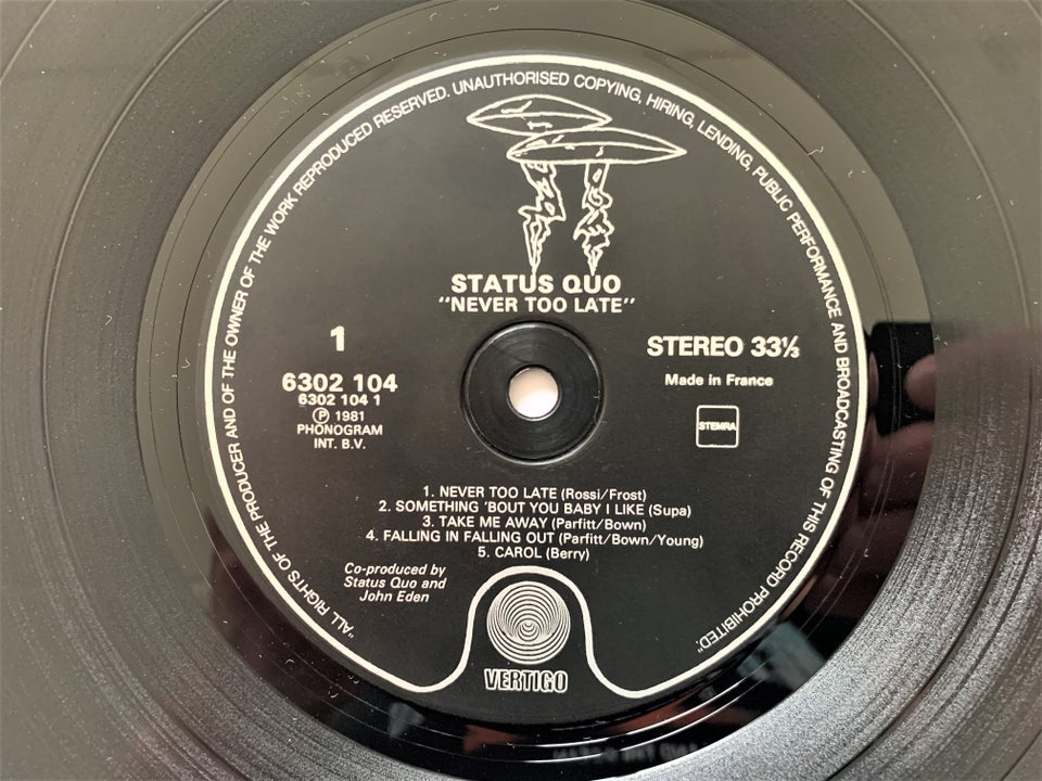 LP, Status Quo, Never Too Late