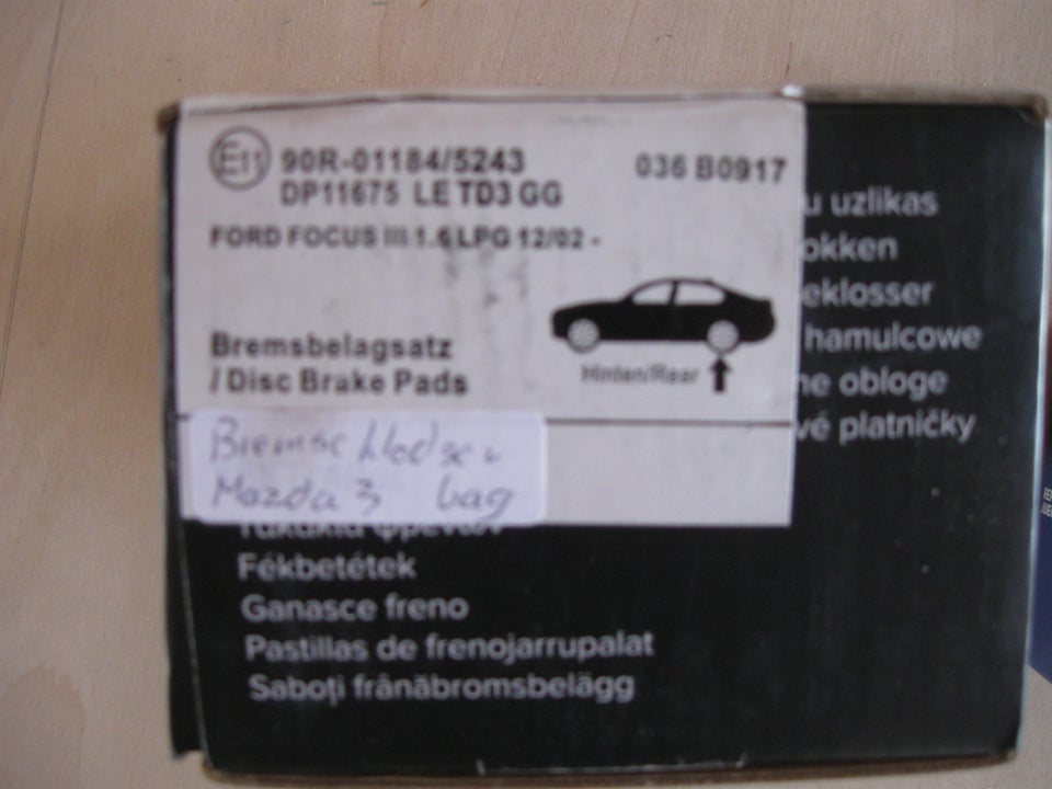 Bremsedele, rep. sæt bremsecaliper, Mazda 3