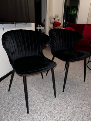 Spisebordsstol, Velour, 2 stk enormt fine, sorte velour spisebordsstole til salg. Kun lige taget ud 