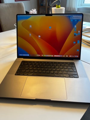 MacBook Pro, M1 Pro 16", 10-core CPU / 16-core GPU GHz, 32 GB ram, 512 GB harddisk, Perfekt,  Velhol