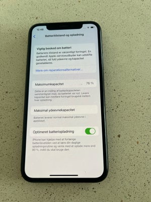 iPhone X, 256 GB, God, Virker fint og er nulstillet 
Læderflipcover medfølger. 