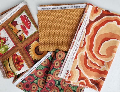 Stof, Farverige efterår. Patchwork stoffer m efterårs p, Patchwork stof m forskellige efterårs print