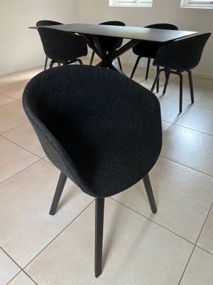 Spisebordsstol, Fuldpolstret mørkegråt uld og sorte træben, HAY AAC 223 , b: 59 l: 54, Højde 82 cm. 