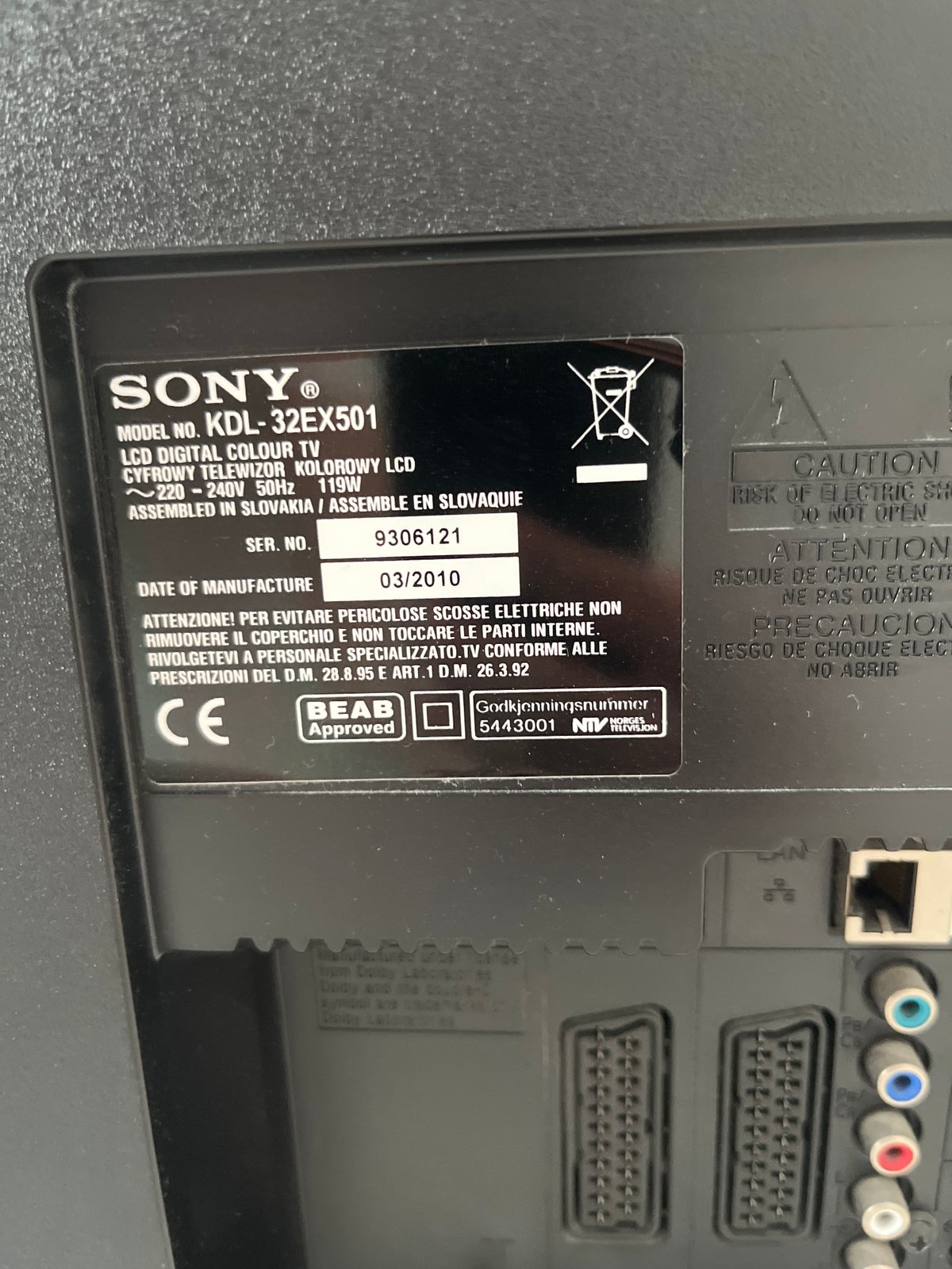 LCD, Sony, KDL-32EX501