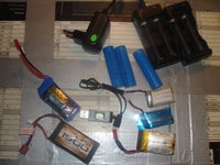 Tilbehør, Batterier blandet + lader, skala 1:18 - 1:12
