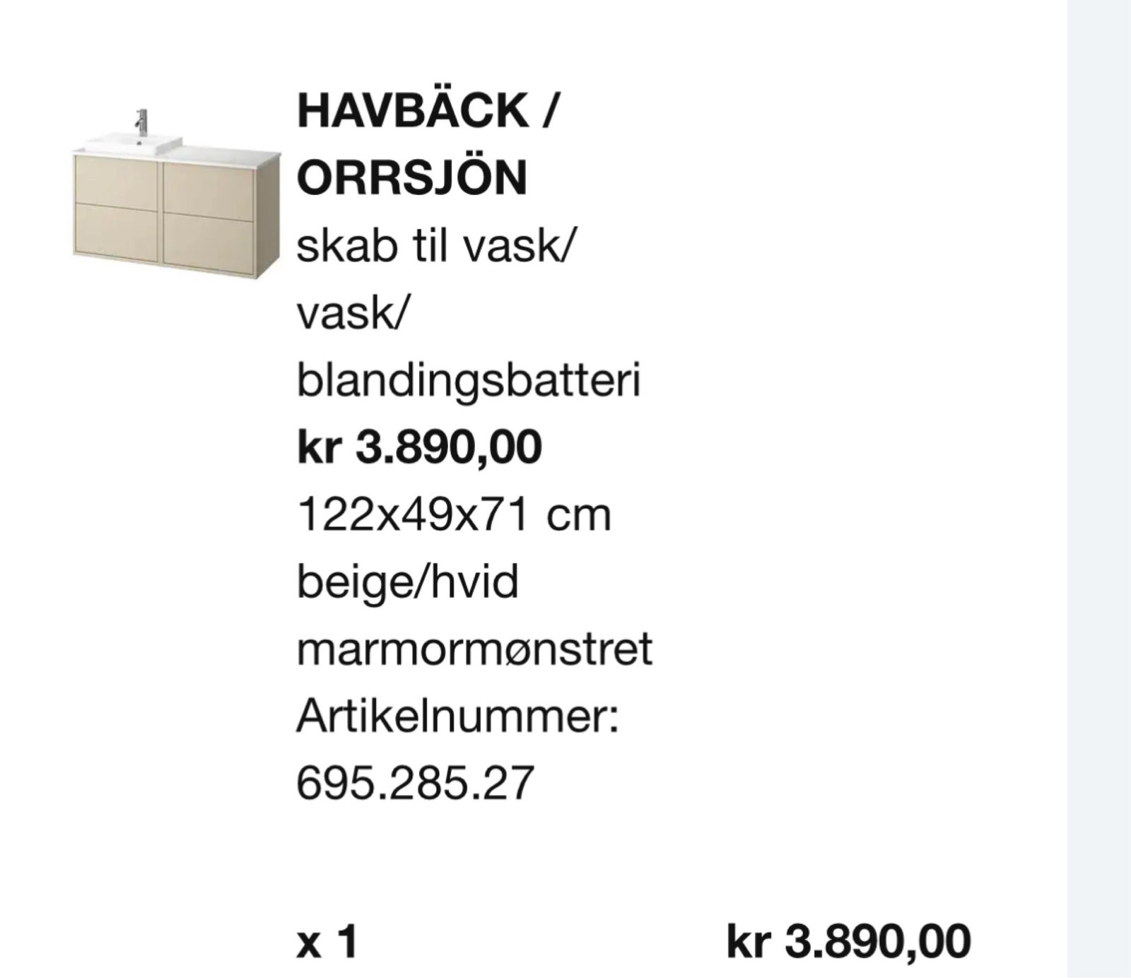 Badeværelsesmøbel , Ikea havbäck