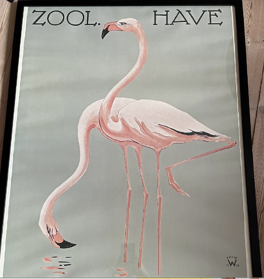 Plakat, motiv: Flamingo, b: 63 h: 83, Sælges i glas ramme med sort træ, perfekt stand