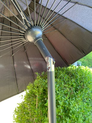 Parasol, Park fra Silvan, Flot parasol i sort med tilt og uden fod.
Er købt i Silvan og hedder Park
