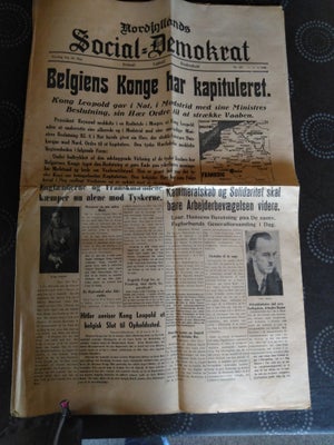 Andre samleobjekter, Avis 28. maj 1940 - Nordjyllands Social -Demokrat