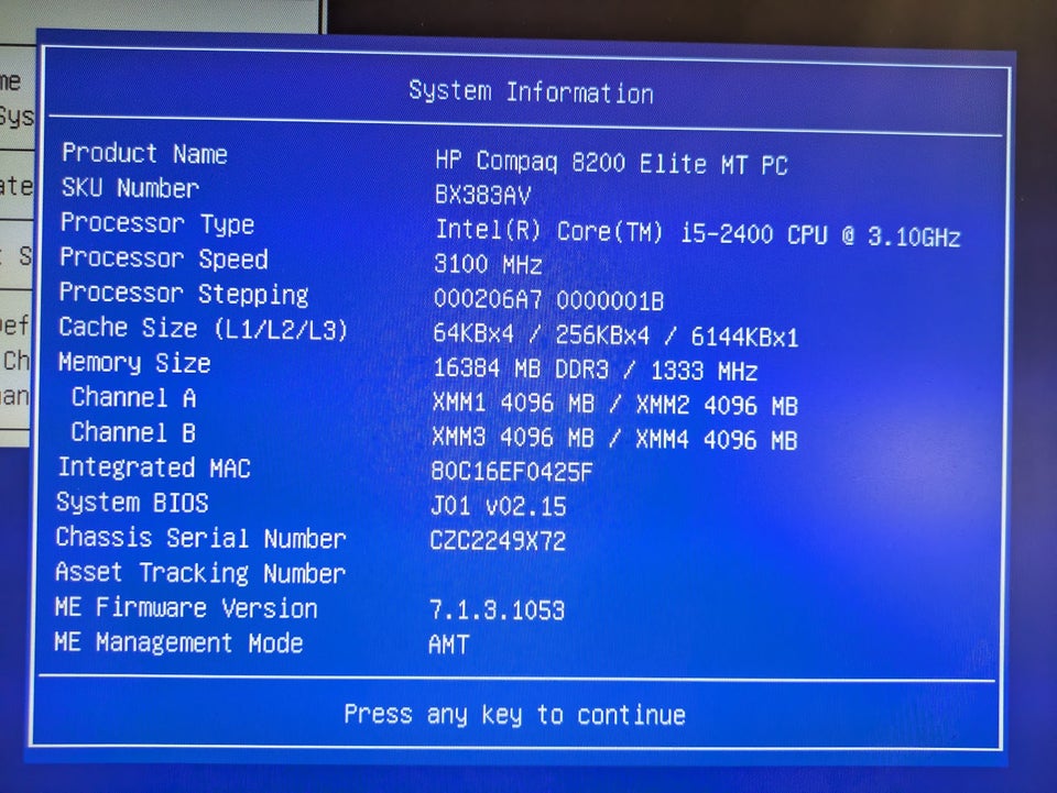 HP, 8200 Elite MT, 3.1 Ghz