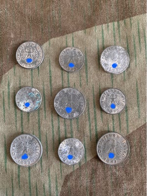 Emblemer, Tysk WW2 - Mønter, Tysk effekt fra 2. Verdenskrig. 100% original med garanti!

Tysk mønter