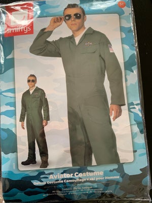 Klassisk jægerpilot kostume, Grøn pilot heldragt str. M. 
Brugt 1 gang. Perfekt udklædning til sidst