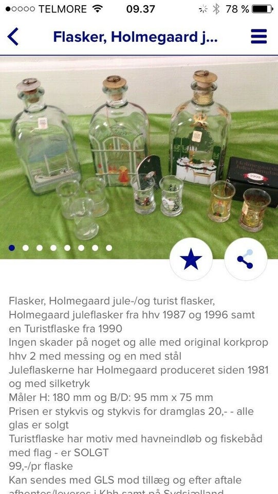 Flot dansk maritim dram flaske, DANMARK/Holmegaard