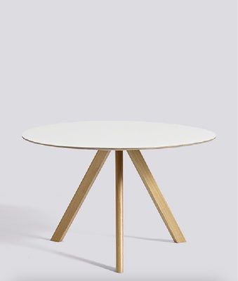 Spisebord, Sæbebehandlet eg med hvid laminat, Hay, b: 120 l: 120, Rigtig fint rundt spisebord. Et mi
