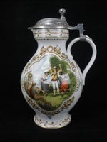 Porcelæn, Stor Vinkande Med Tin Låg 29 cm, Franklin