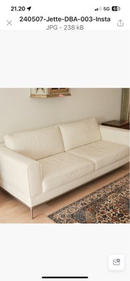 Sofa, læder, 3 pers., Cremefarvet i perfekt stand.
Længde 2 mtr.
